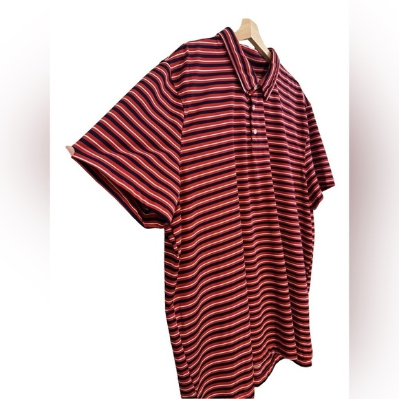 St. John's Bay Mens Dri Fit Red White Blue Striped Short Sleeve Polo Size XXL - Picture 4 of 11